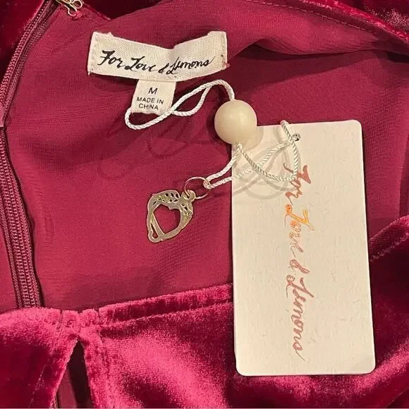 For Love And Lemons Dress Medium Red Velvet Quiet Luxury Designer Event NWT‎ - Picture 6 of 16